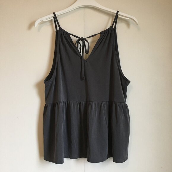 American Eagle Outfitter Graphite Grey Soft Baby Doll Style Tie Up Tank - Picture 1 of 14